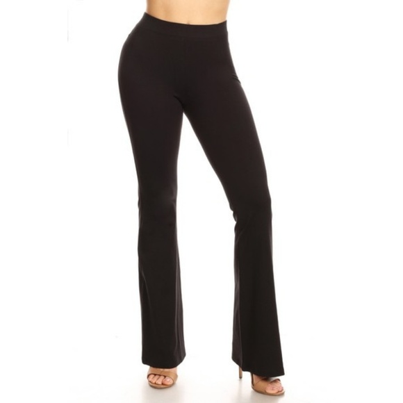 Pants - Women's Long Flare Leggings Pants Soft Stretchy BK